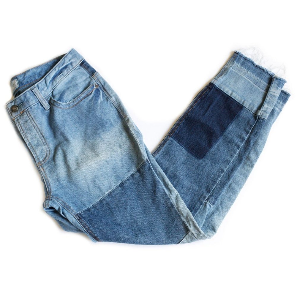 Free People Patchwork Mid-High Rise Jeans 30